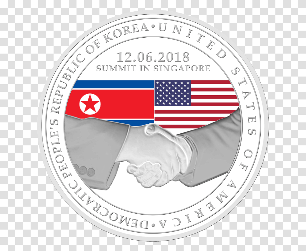 Dprk Us Summit Singapore Coin, Money, Hand, Person Transparent Png