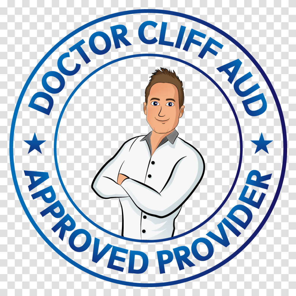 Dr Cliff Aud Approved Provider Circle, Person, Logo, Symbol, Text Transparent Png
