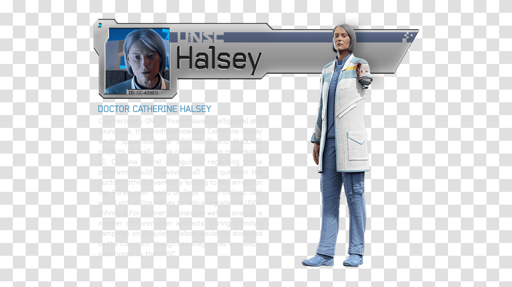 Dr Halsey Loses Arm Download Halo Catherine Halsey, Person, Coat Transparent Png