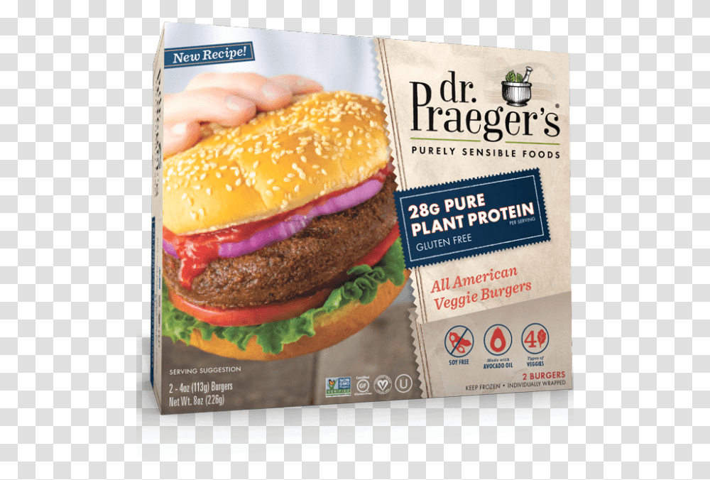 Dr Praeger's All American Veggie Burger, Food, Advertisement, Person, Human Transparent Png
