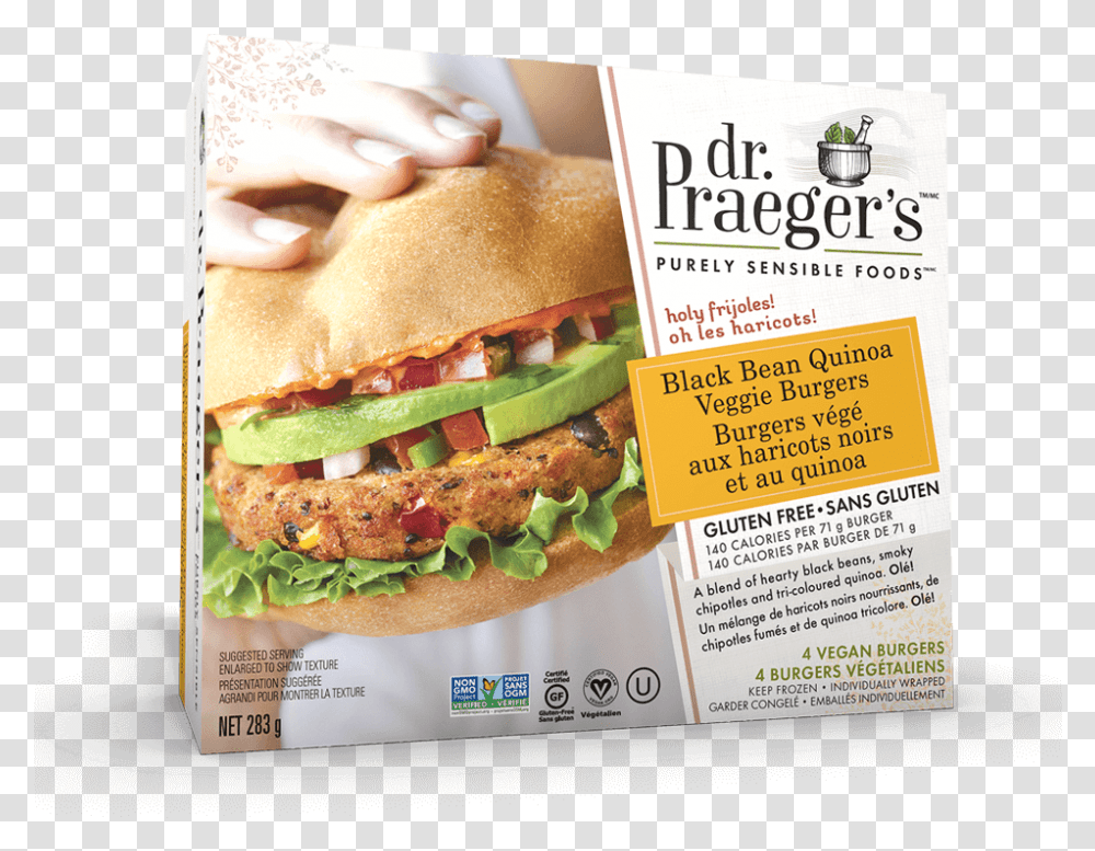 Dr Praeger's Black Bean Quinoa Burger, Advertisement, Food, Flyer, Poster Transparent Png