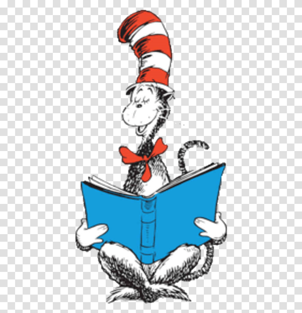 Dr Seuss Cat Reading, Person, Bird, Animal, Photography Transparent Png