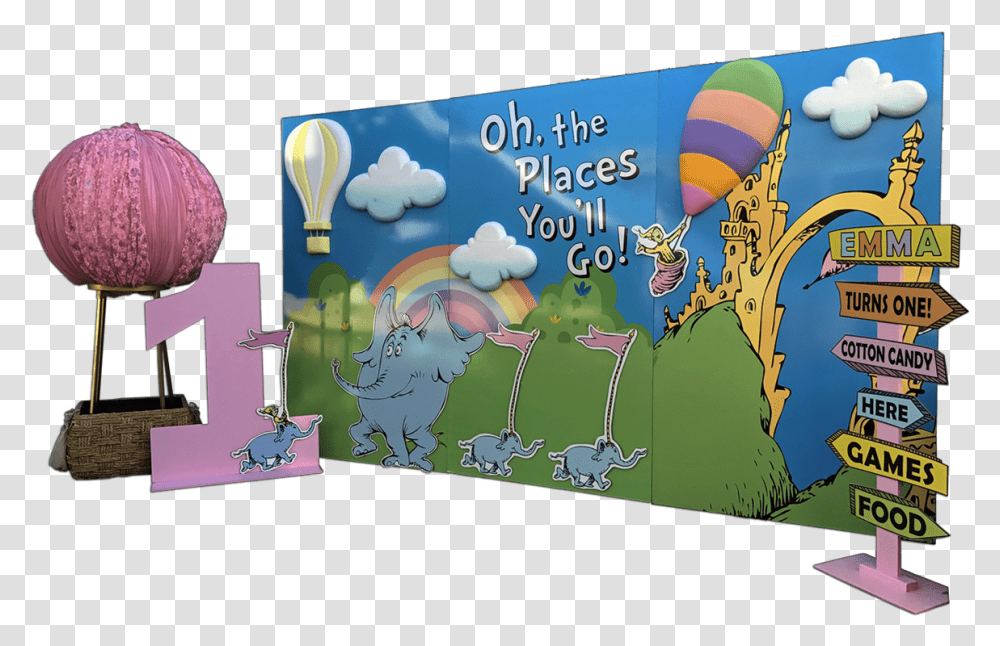 Dr Seuss Oh The Places Youquotll Go Clipart Oh The Places You'll Go Backdrop, Vehicle, Transportation, Hot Air Balloon Transparent Png