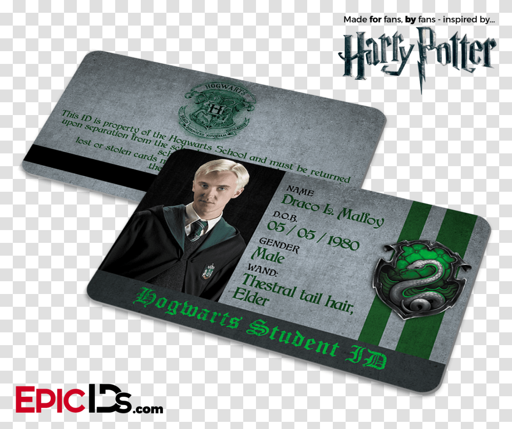 Draco Malfoy Hogwarts Student Id Card, Person, Id Cards, Document Transparent Png