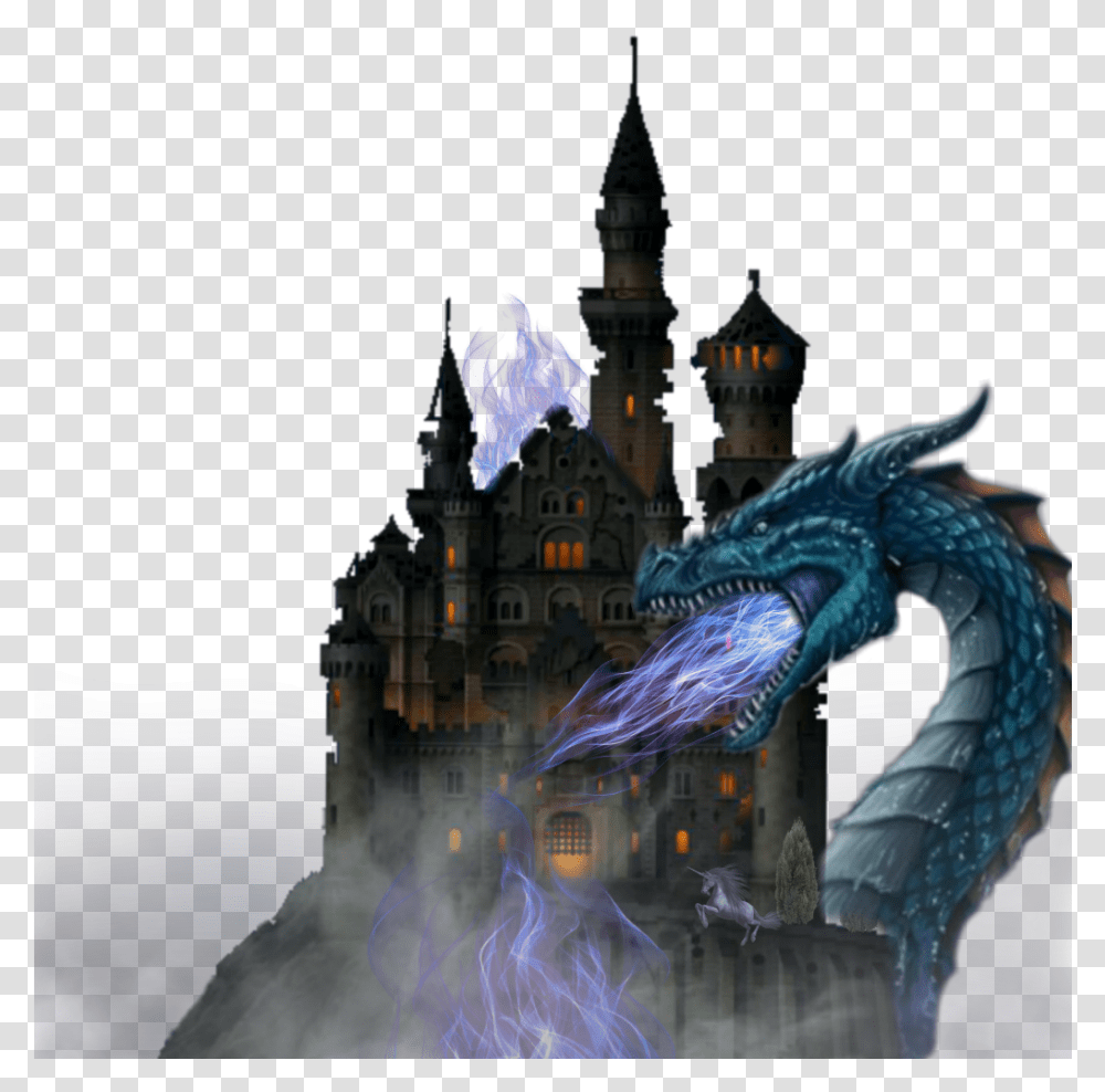 Dragon And Castle Clipart Castle For Fairytale Dragon, Dinosaur, Reptile, Animal Transparent Png