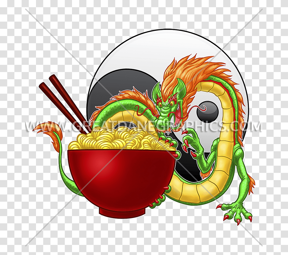 Dragon And Noodles Production Ready Artwork For T Shirt Printing, Doodle, Drawing, Bowl Transparent Png