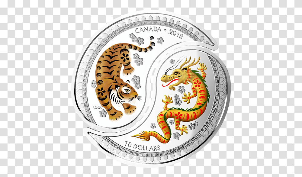 Dragon And Tiger Coin, Money, Label, Stomach Transparent Png