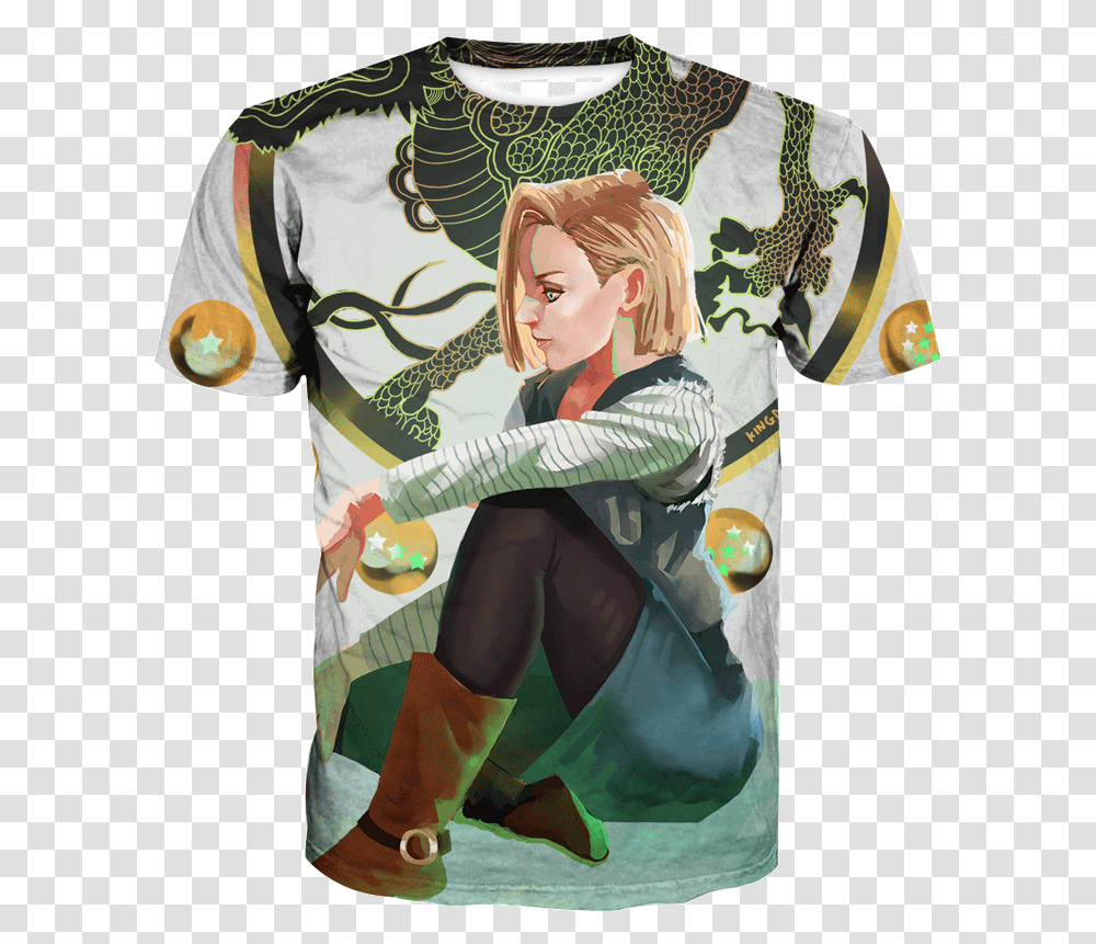 Dragon Ball Android 18 Anime Hoodie Anime Clothing And Hoodies Girl, Apparel, Person, Human, T-Shirt Transparent Png