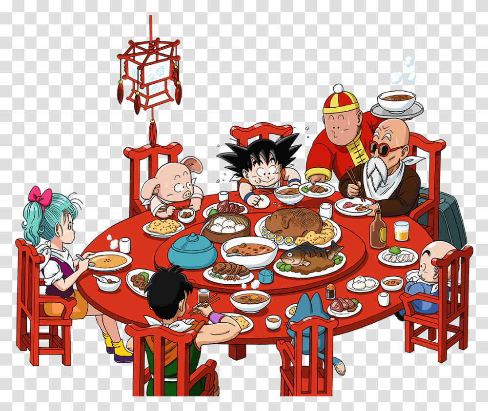 Dragon Ball Caf & Diner Is Opening In Osaka And Tokyo Dragon Ball Z Eating, Person, Furniture, Dining Table, Meal Transparent Png