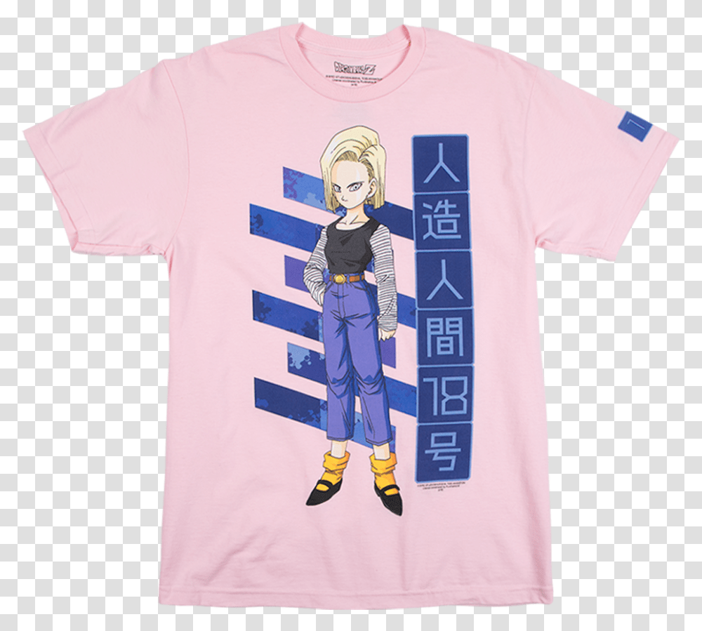 Dragon Ball Z Android 18 Pink Tee Cartoon, Clothing, Apparel, T-Shirt, Person Transparent Png