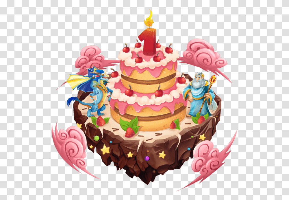 Dragon City Anniversary, Cake, Dessert, Food, Birthday Cake Transparent Png