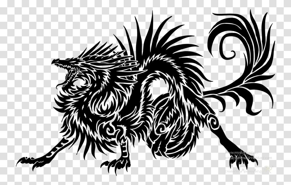 Dragon Clipart Tribal Tribal Drawing Of Dragon, Gray, World Of Warcraft Transparent Png