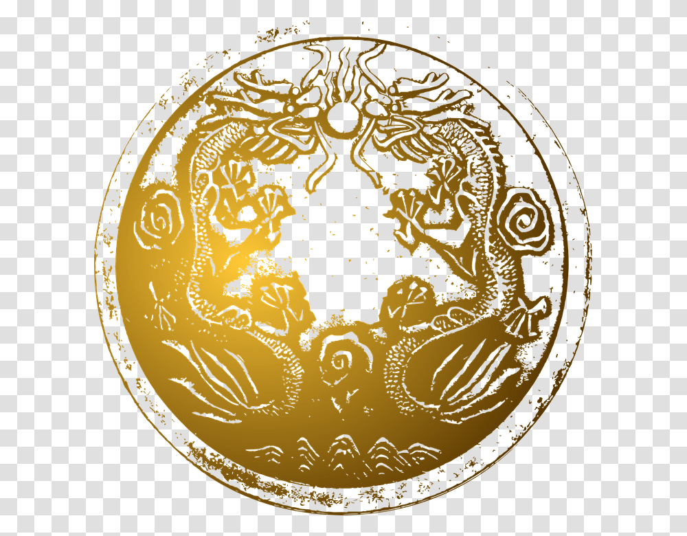 Dragon Coin China Chinese Shiny Ancient Chinese Gold Dragon, Outer Space, Astronomy, Universe, Planet Transparent Png