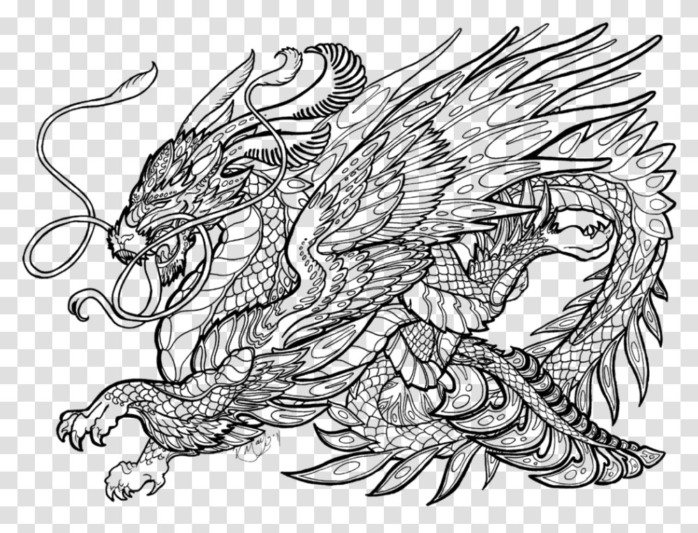 Dragon Coloring Pages For Adults, Gray, World Of Warcraft Transparent Png