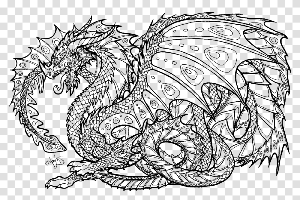 Dragon Colouring Pages For Adults, Texture, Cat, Pet, Mammal Transparent Png