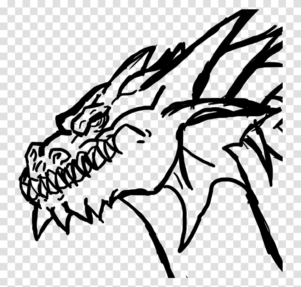 Dragon Drawing Outline Dragon Art Outline Hd, Gray Transparent Png
