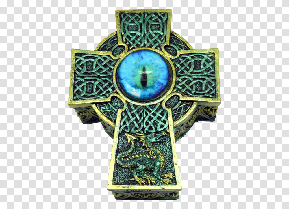 Dragon Eye Celtic Cross Trinket Box Cross, Crucifix, Emblem, Bronze Transparent Png