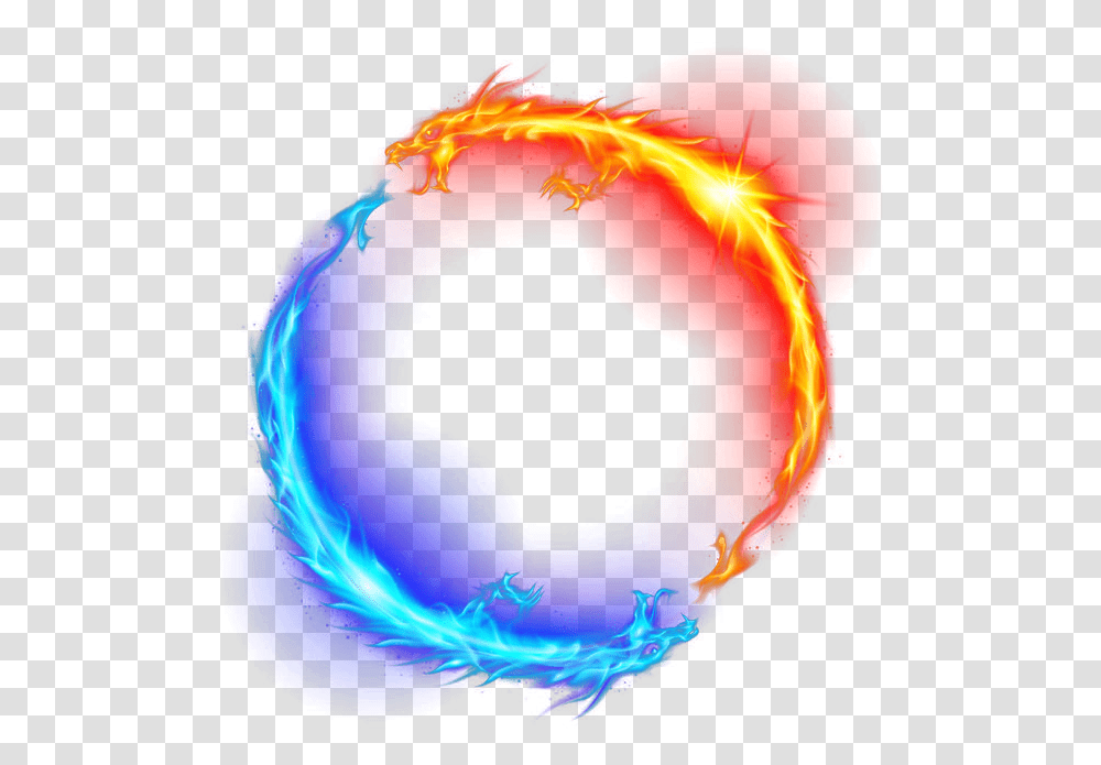 Dragon Fire Ice Light Circle Yellow Blue Magic Ftestick, Ornament, Pattern, Sphere, Nature Transparent Png