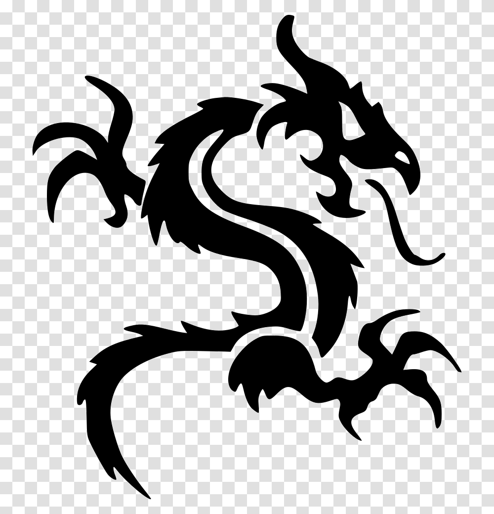 Dragon Fire Tattoo Celtic Animal Dragon Black And White Tattoo, Stencil Transparent Png