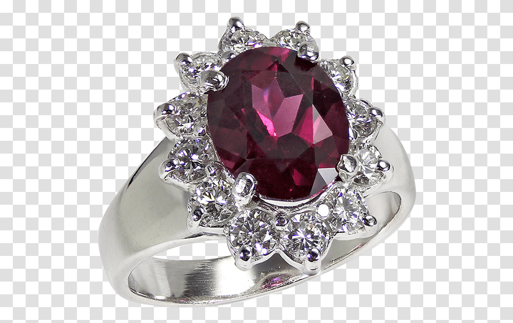 Dragon Fruit Rhodolite Garnet & Diamond Ring Solid, Crystal, Gemstone, Jewelry, Accessories Transparent Png