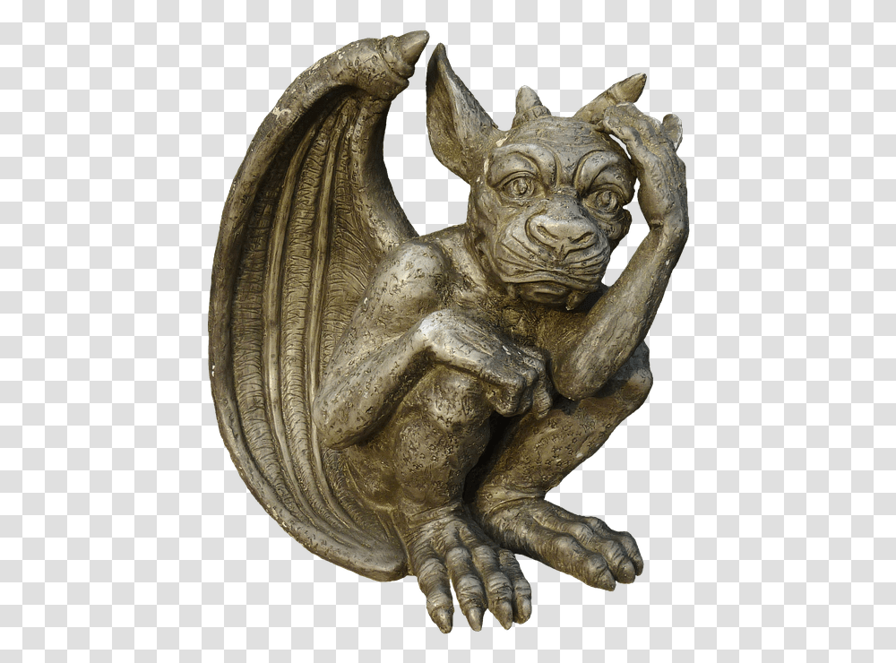 Dragon Gnome Gargoyle Fantasy Figure Gargola, Statue, Sculpture, Ornament Transparent Png