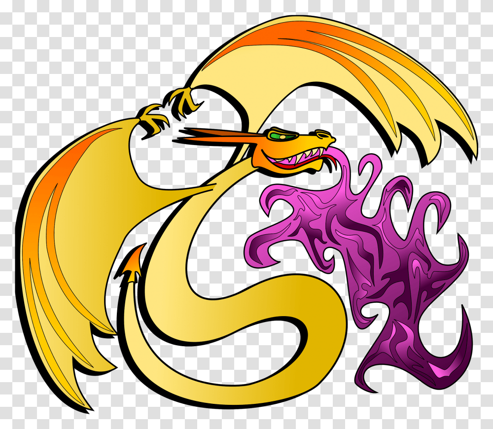 Dragon Gold Breathing Purple Fire Fictional Character, Graphics, Art, Coffee Cup Transparent Png