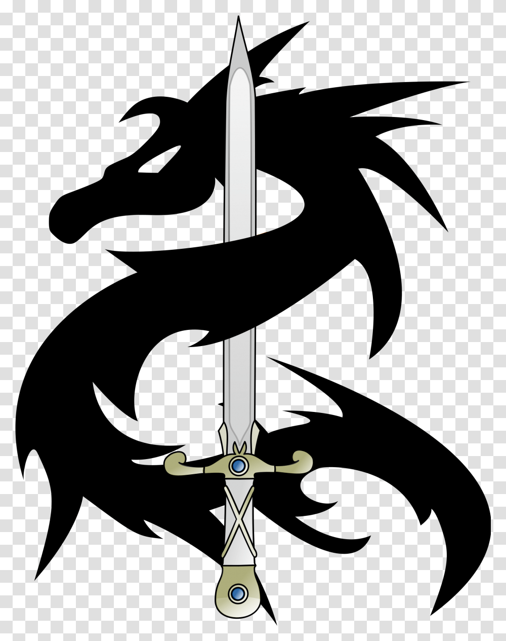 Dragon Icon Black Dragon Background, Cross, Sword, Blade Transparent Png