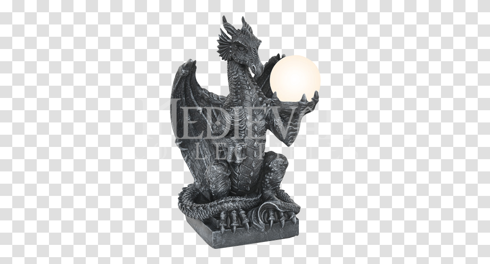 Dragon Orb Table Lamp Light Medieval Statue Glowing, Sculpture, Art, Figurine, Ornament Transparent Png