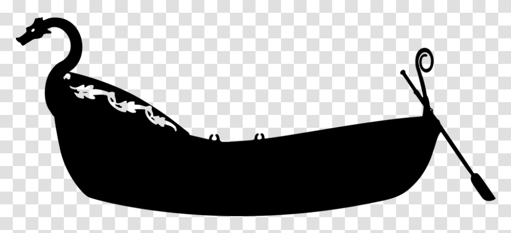 Dragon Rowboat Silhouette Boat Ship Vehicle Pirate Row Boat Silhouette, Gray, World Of Warcraft Transparent Png