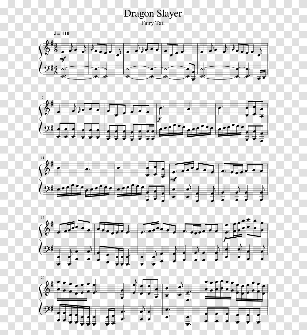 Dragon Slayer Sheet Music 1 Of 3 Pages 16 Beats On Music Sheet, Gray, World Of Warcraft Transparent Png