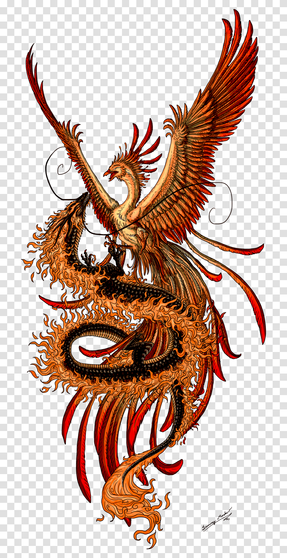Dragon Tattoo Background Phoenix And Dragon Tattoo, Pattern, Ornament, Fractal, Sweets Transparent Png