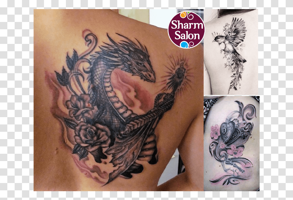 Dragon Tattoo With Rose On Shoulder, Skin, Person, Human, People Transparent Png