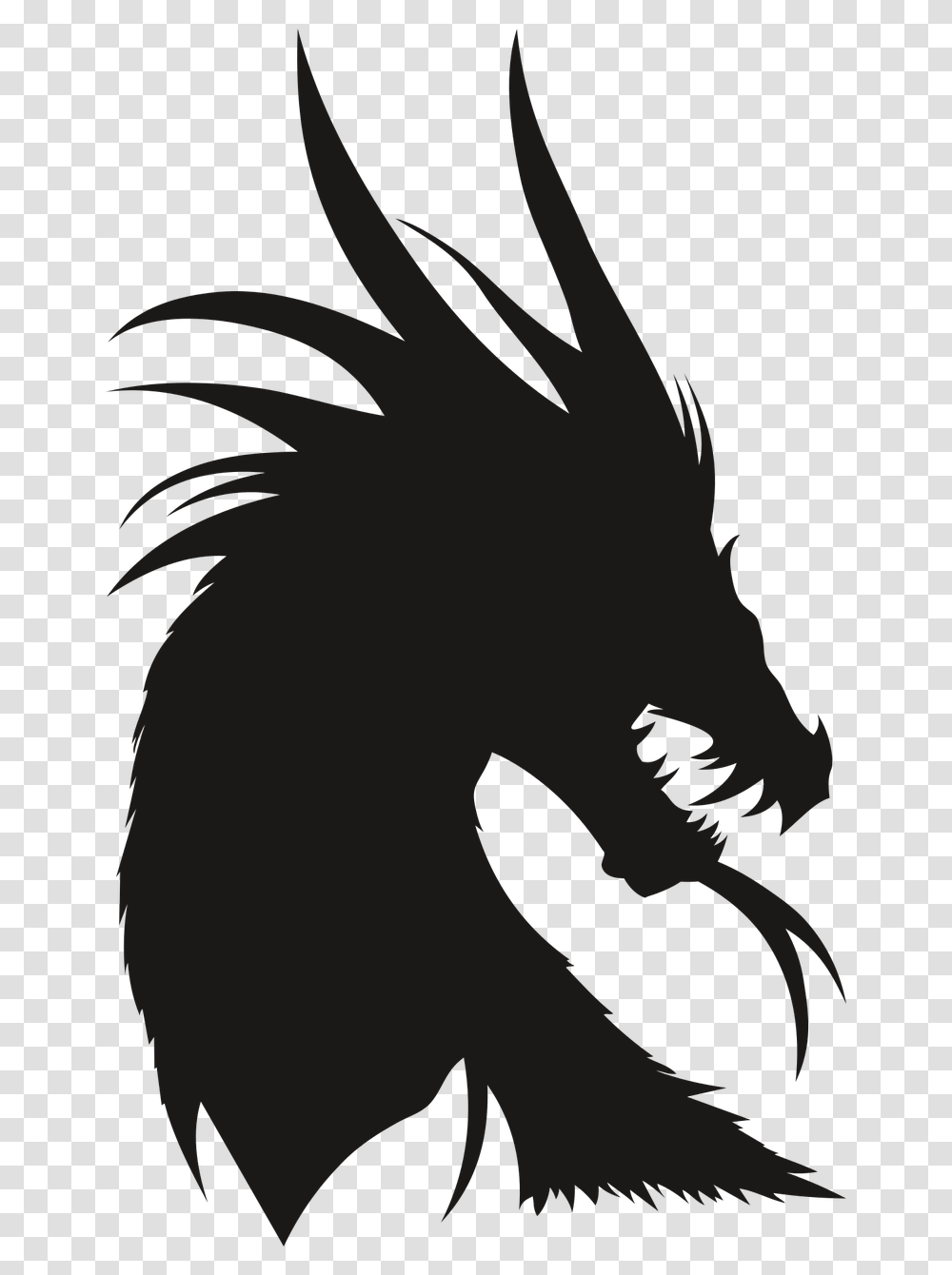 Dragon The Silhouette The Head Of The Free Picture Dragon Head No Background, Stencil, Animal Transparent Png