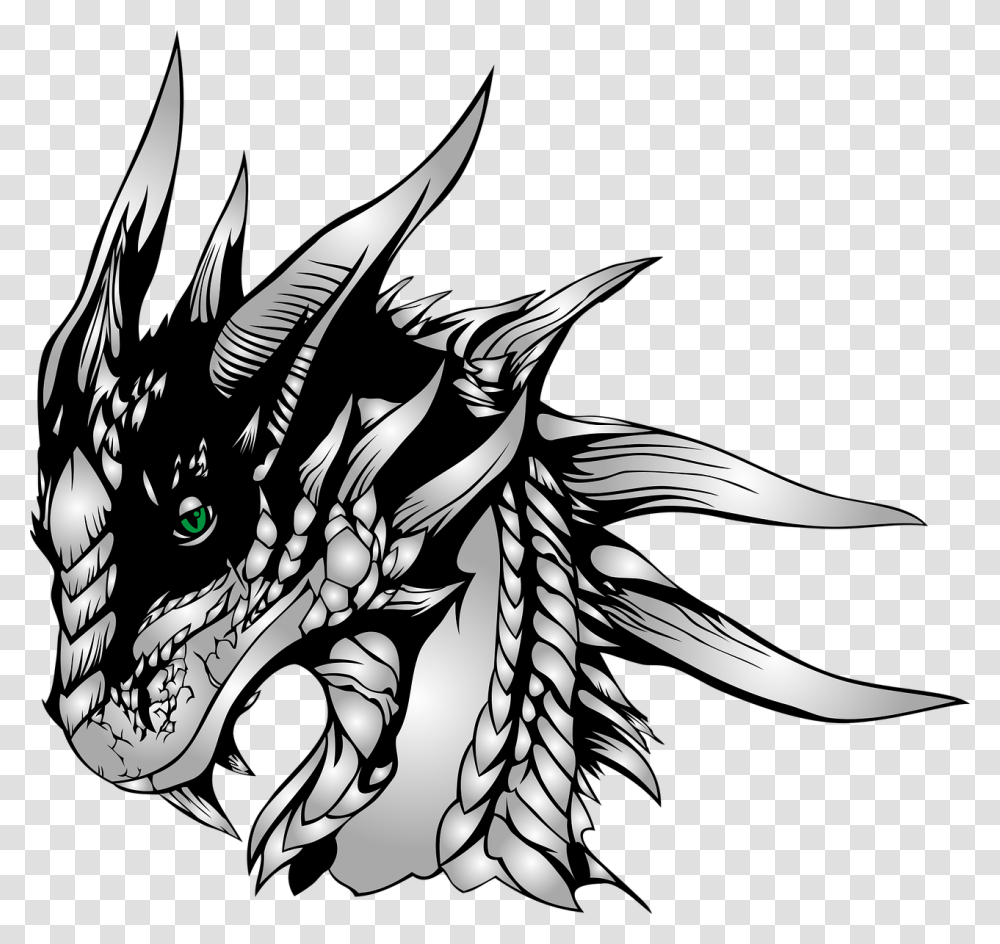 Dragon The Silhouette The Head Of The Free Picture Dragones Dibujos A Lapiz, Bird, Animal Transparent Png