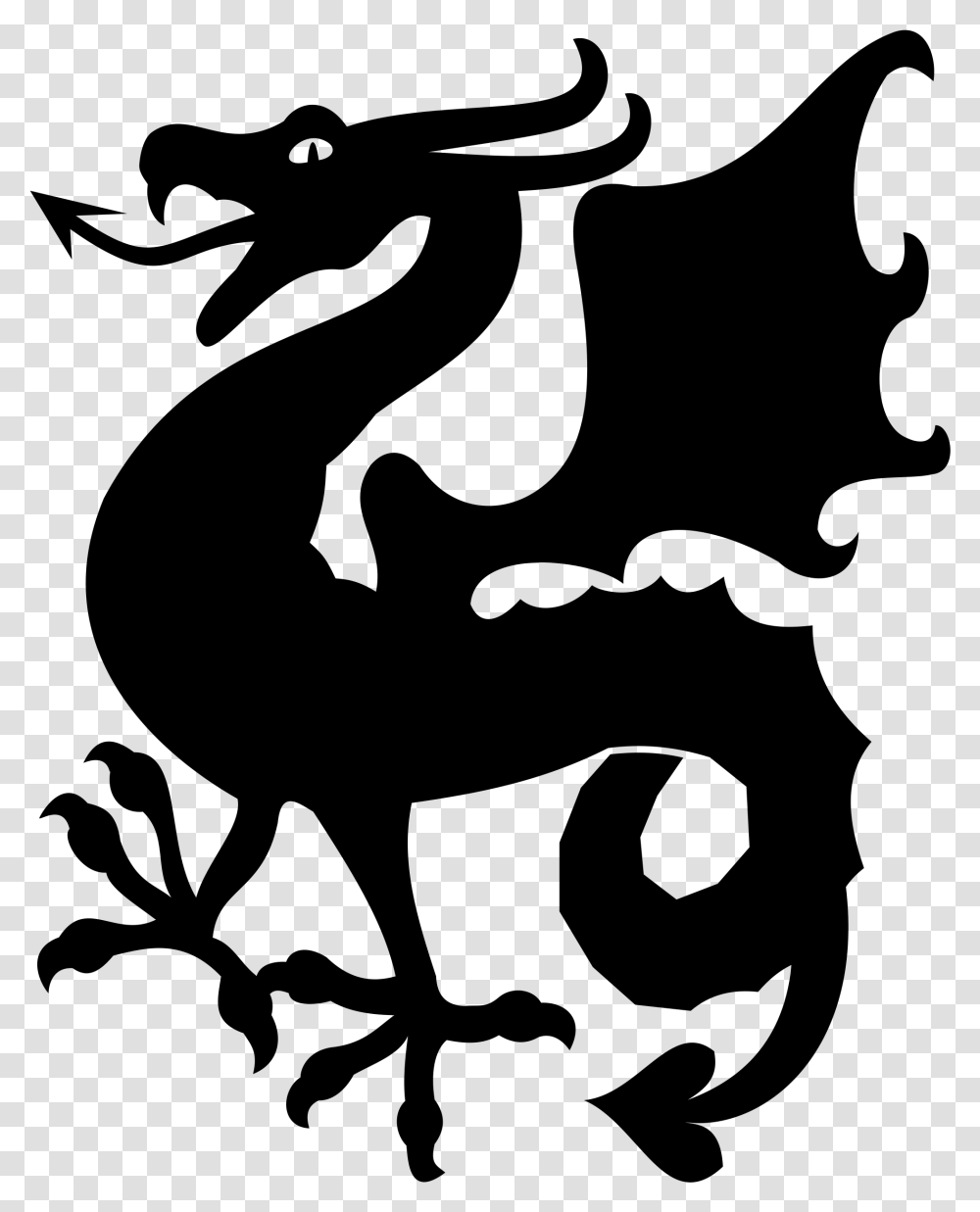 Dragon Vector Medieval Dragon Silhouette, Gray, World Of Warcraft Transparent Png