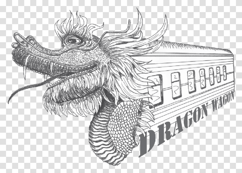 Dragon Wagon Logo Illustration, Dinosaur, Reptile, Animal, Drawing Transparent Png