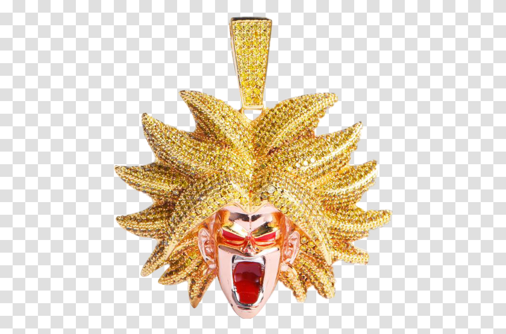 Dragonballz Broly Gold Pendant Official Psds Iced Out Goku Chain, Crowd, Carnival, Parade, Accessories Transparent Png