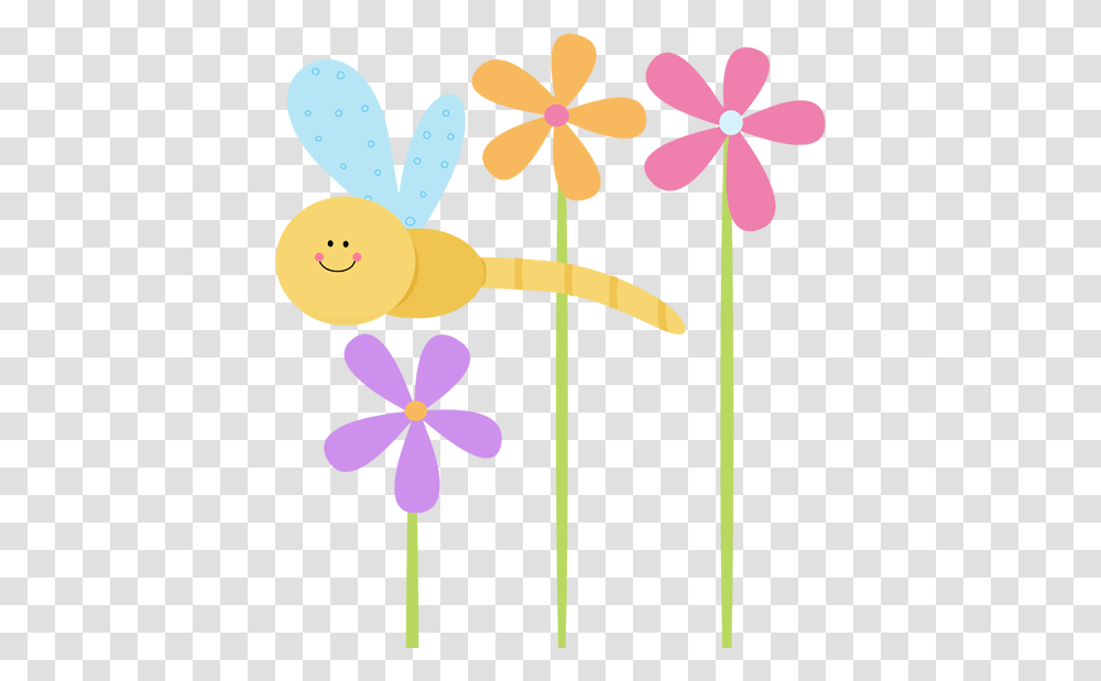 Dragonfly Clipart Cute, Flower, Plant, Blossom Transparent Png