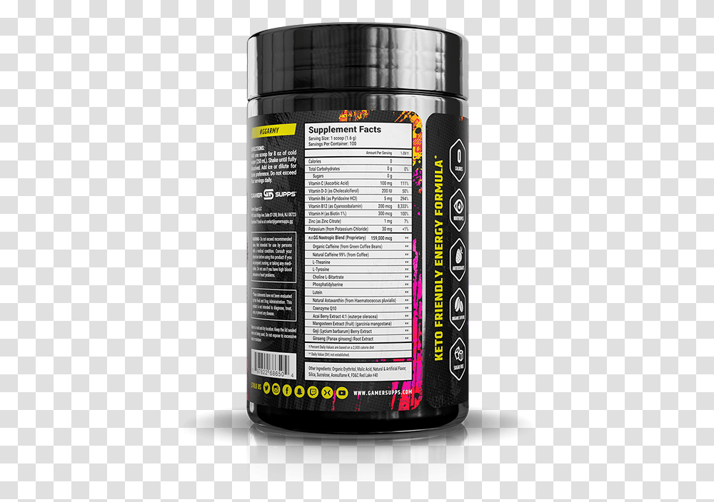 Dragonfruit Punch 100 Servings Gamersupps Acai Blueberry, Label, Text, Tin, Mobile Phone Transparent Png