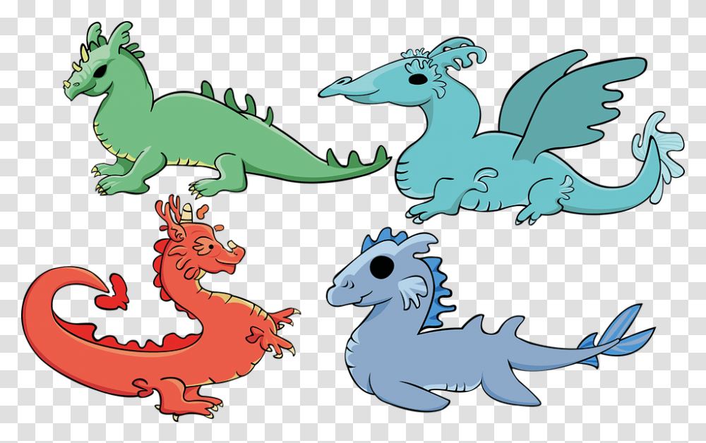 Dragons Elements Magic Fantastic Beings Vector Graphics, Fish, Animal, Bird Transparent Png