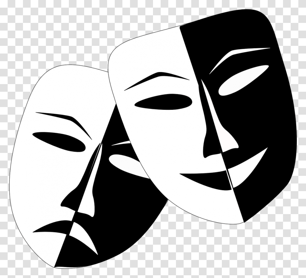 Drama Comedy And Tragedy Theater Performance Theatre Masks, Stencil Transparent Png