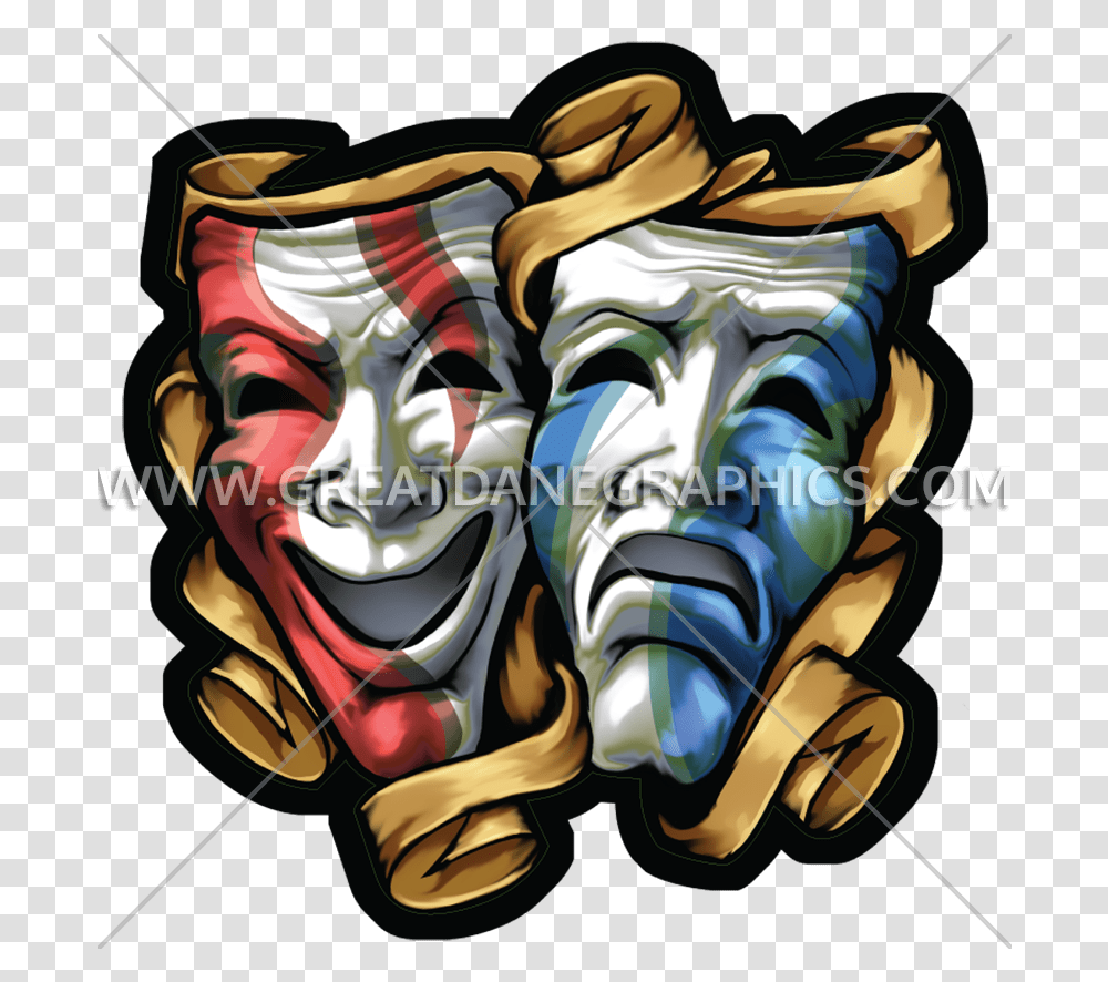 Drama Masks Colored Production Graffiti Sad Happy Mask, Modern Art, Advertisement Transparent Png