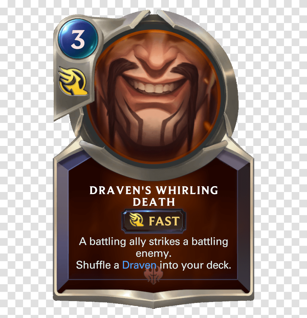 Draven S Whirling Death Card Image Legends Of Runeterra Lux, Helmet, Apparel, Advertisement Transparent Png