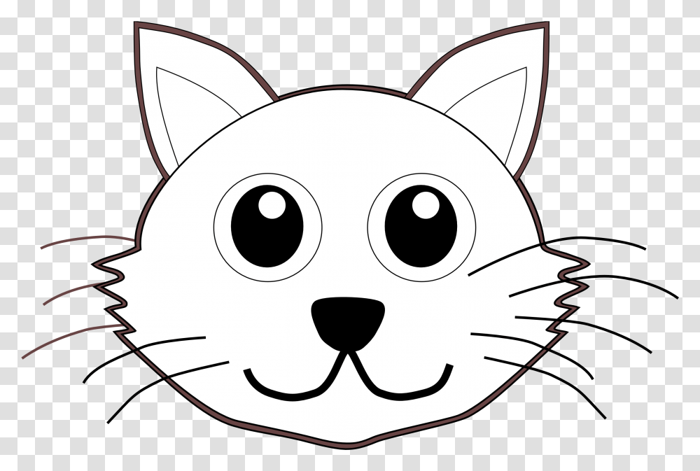 Draw A Cartoon Cat Cat Face To Color, Stencil, Mammal, Animal, Pet Transparent Png