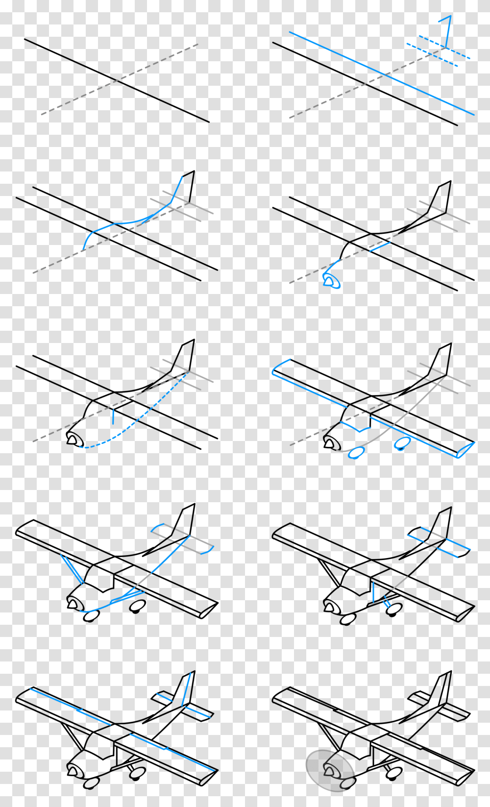 Draw A Single Engine Airplane Clip Arts 3d Airplane Drawing Step By Step, Nature, Outdoors, Lighting, Night Transparent Png