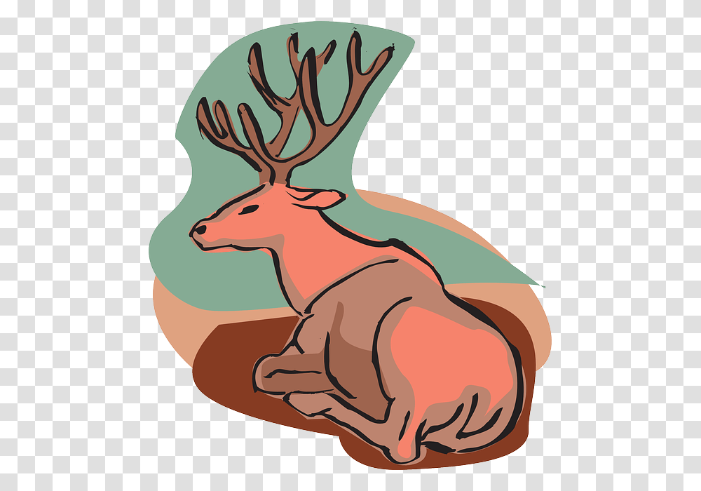 Draw A Sitting Deer Sitting Deer Outline, Wildlife, Animal, Mammal, Moose Transparent Png