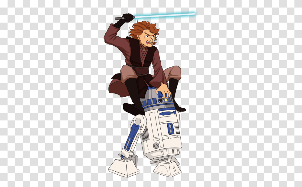 Draw Anakin Skywalker Riding R2d2u2033 Star Wars Full Size, Clothing, Person, Robe, Fashion Transparent Png