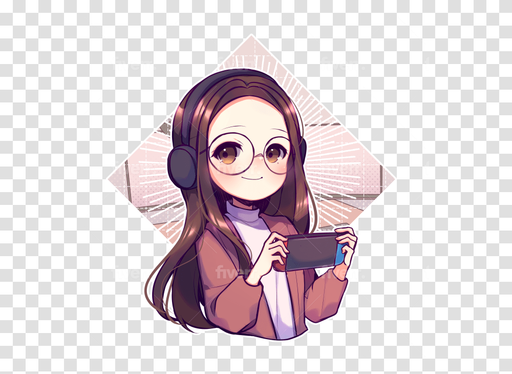 Draw Chibi Anime Style Icon By Reptu Fiverr Girly, Manga, Comics, Book, Person Transparent Png