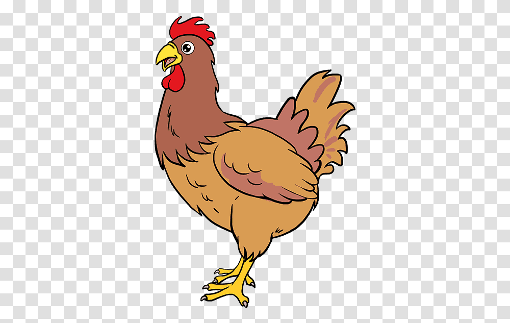Draw Clipart Hen Chicken Drawing Clear Background, Poultry, Fowl, Bird, Animal Transparent Png