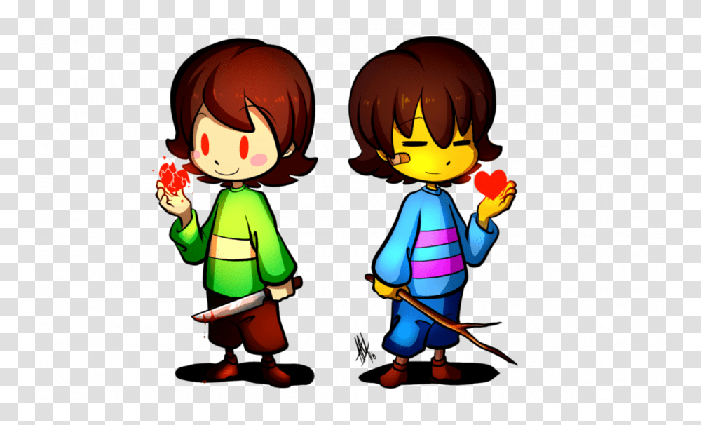 Draw Undertale Aus Characters Drawings Funny Free Drawing Undertale Frisk And Chara Drawing, Elf, Helmet, Apparel Transparent Png